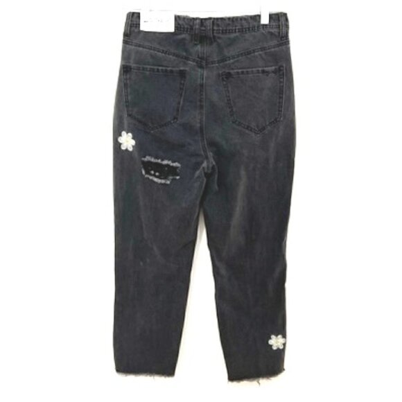 GEMMA Rae Junior's Jeans 90's Straight High Rise Black Distressed - Picture 3 of 6